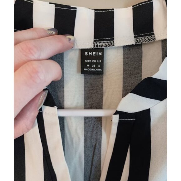 Black and White Striped Sleeveless Blouse (NWOT) - Picture 3 of 4